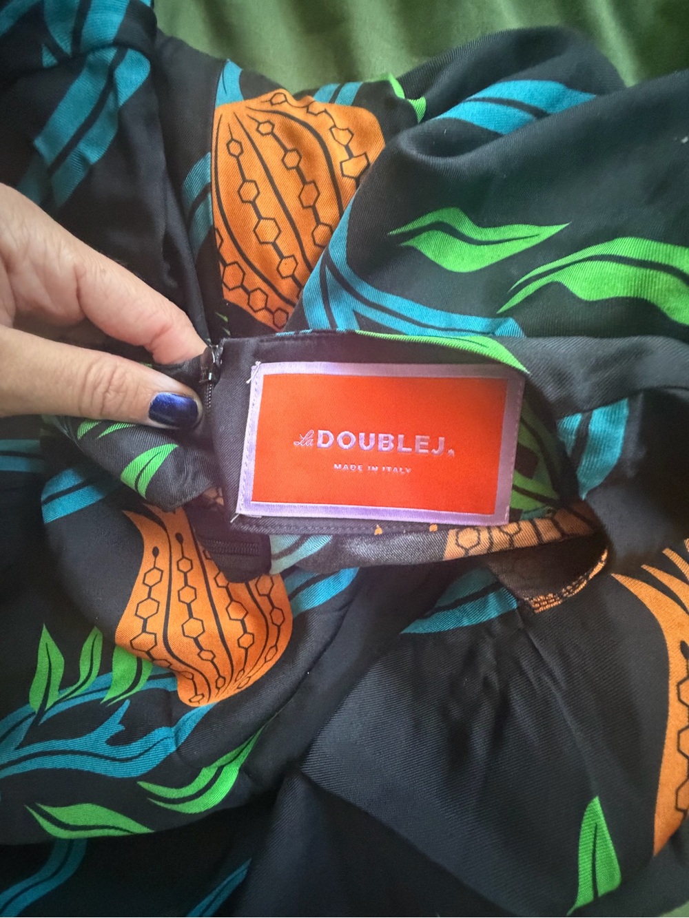 LA DoubleJ Black Maxi Skirt with Orange Floral and Blue Accents - Picture 3 of 5